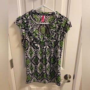Heart Soul Top Juniors L Blouse Stretch Large Shirt Ruffle Front Lg
